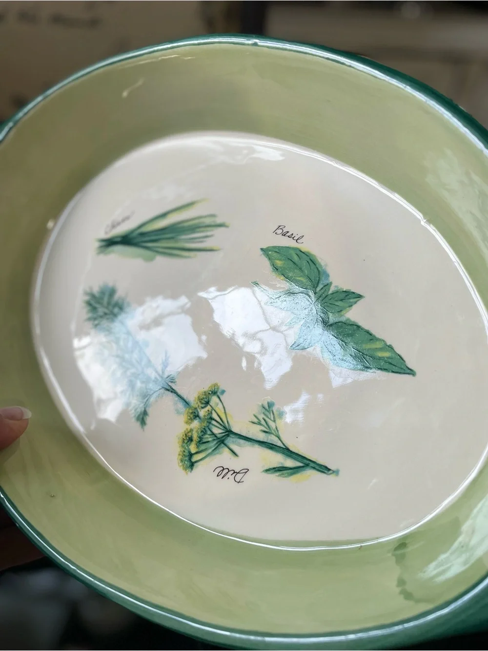 Williams Sonoma Ceramic botanical casserole dish culinary herbs